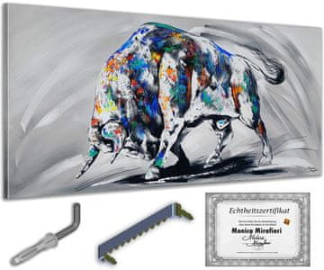 shumee Monica Mirafiori I 100 % ROČNO POSLIKANA I Slika Bullock 140x70cm | Ročno poslikana slika | Akrilna slika | Zelo velika akrilna slika I Moderna umetnost I Umetniške slike