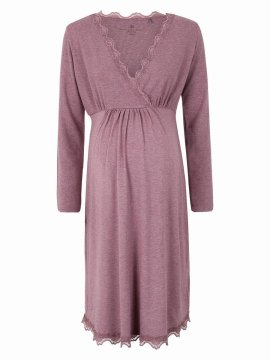 shumee Vijolična obleka za dojenje za nosečnice Bellybutton