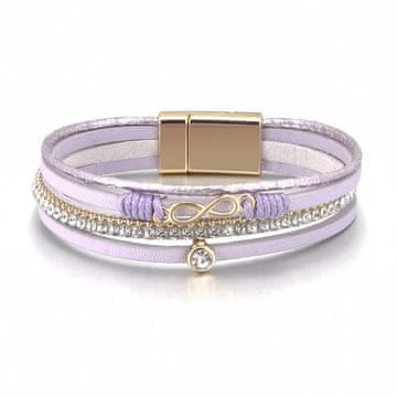 shumee Ženska boemska zapestnica - vijolična z bleščečim paščkom in zlatimi poudarki