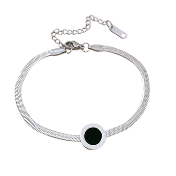 shumee Ženska srebrna zapestnica s črnim kamnom