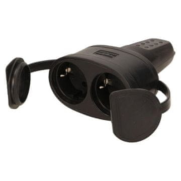 Orno Dvojna gumijasta vtičnica, odporna proti brizganju vode, 2P+Z, IP44 OR-AE-13117(GS) schuko