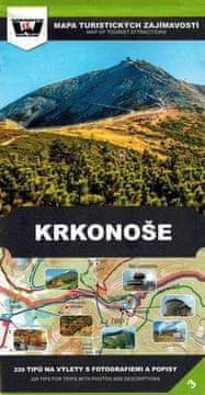 shumee Krkonoše 1:45.000. Zemljevid turističnih znamenitosti 3. Wander Book