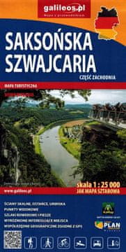 shumee Saška Švica, zahodni del 1:25.000. Turistični zemljevid. Izdaja 2026/2027. Galileos