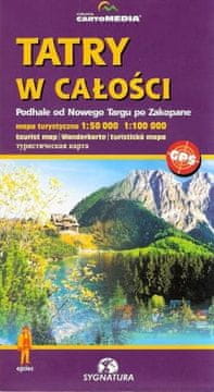 shumee Tatre v celoti. Podhale od Nowy Targa do Zakopane. Turistični zemljevid. Cartomedia