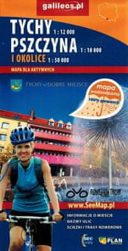 shumee Tychy, Pszczyna in okolica. Vodoodporni turistični zemljevid za aktivne ljudi. Galileos