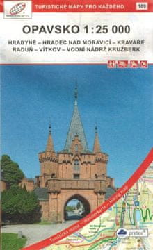 shumee Opava / Opava. Vodoodporna turistična karta 109 v etuiju. Spletna geodezija