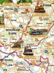 shumee Rybnik, Żory, Jastrzębie-Zdrój, Wodzisław Śląski in okolica za aktivne ljudi. Turistična karta. Galilej
