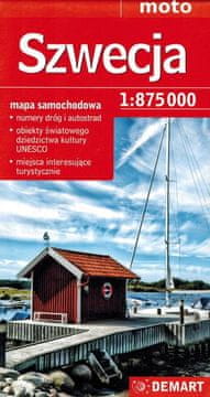 shumee Švedska 1:875.000. Cestni zemljevid. Demart