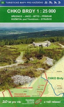 shumee CHKO Brdy, Janice in okolica. Turistični zemljevid 52. Geodezie On Line