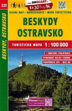 shumee Beskidi, Ostrava, Šlezijsko-moravski Beskidi. Turistični zemljevid 223. Shocart