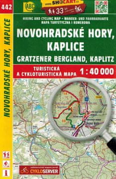 shumee Novohradské Hory, Kaplice. Turistična karta 442. Ur. 2023. Shocart