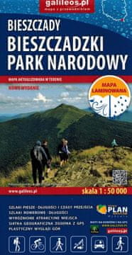 shumee Bieszczady 1:50.000. Nacionalni park Bieszczady. Laminirana turistična karta. Izdaja 2025/2026. Galilej