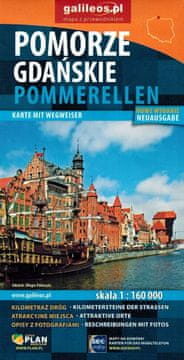 shumee Gdansk Pomorjansko / Pomerellen 1:160.000. Avtomobilski in turistični zemljevid. Galilej