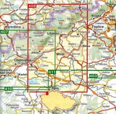shumee Krušne gore, Rudogorje / Erzgebirge / Krušne Hory, Mostecko. Turistični zemljevid 408. Shocart
