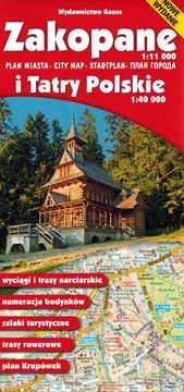 shumee Zakopane in poljske Tatre. Zemljevid mesta / Turistični zemljevid. Izdaja 2025. Gauss
