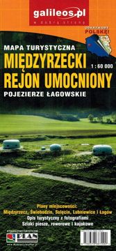 shumee Utrjeno območje Międzyrzecz, okrožje Łagówskega jezera. Łagów - Lubniewice. Turistična karta. Galilej