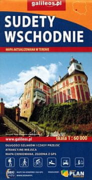 shumee Vzhodni Sudeti 1:60.000. Kłodzko, Śnieżnik, Jeseniky, Opawskie gore. Turistična karta. Galilej