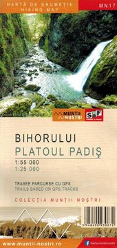 shumee Bihorsko gorovje in planota Padis 1:55.000 / 1:25.000. Turistični zemljevid MN17. Objavljeno 2023. Schubert & Franzke