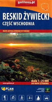 shumee Żywiec Beskids, vzhodni del. Turistična karta. Izdaja 2025. Galilej