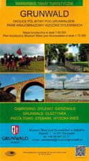 shumee Grunwald in okolica. Krajinski park Dylewo Hills. Turistični zemljevid. MH