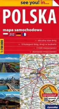 shumee Poljska 1:700.000. Cestni zemljevid v etuiju. Izdaja 2025. ExpressMap