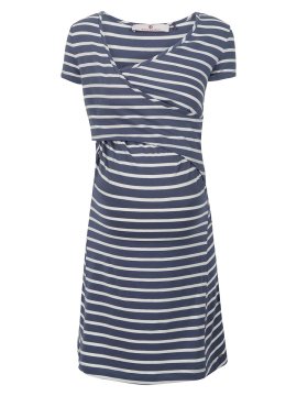 shumee Modra obleka za nosečnice s kratkimi rokavi in potiskom