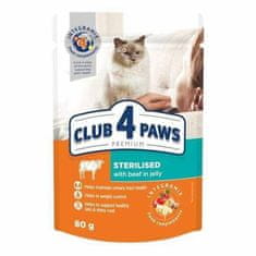 Club 4 Paws CLUB 4 PAWS PREMIUM HRANA ZA ODRASLE MAČKE STERILIZIRANA z govedino - 80 g vrečka
