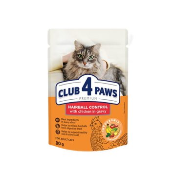 shumee CLUB 4 PAWS PREMIUM HRANA ZA ODRASLE MAČKE PROTI KOŽICAM DLAKE - 80 g vrečka