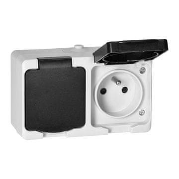 shumee Dvojna nadometna vtičnica 2X2P+Z AQUATIC MINI IP54 bela in črna