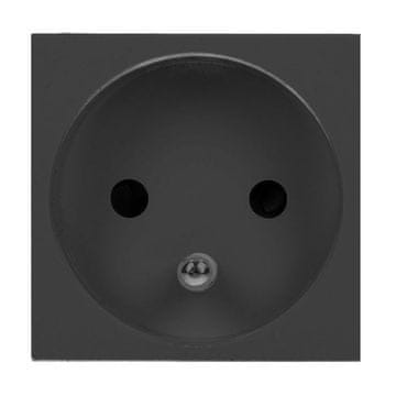 Orno Modularna vtičnica 45x45mm 1x2P+Z, tip E francoska, 16A 250V, črna