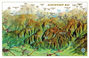 shumee Slovaški raj. Panoramski zemljevid s 3D učinkom. Razglednica