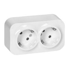 shumee Dvojna nadometna vtičnica Schuko ToDo 2x2P+Z IP20 bela