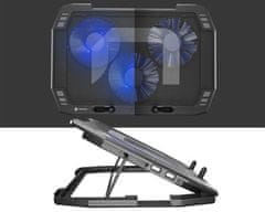 Natec ORIOLE hladilno stojalo za prenosnike, do 17.3", 7 naklonov, 3x120mm ventilator, LED osvetlitev, 2x USB-A
