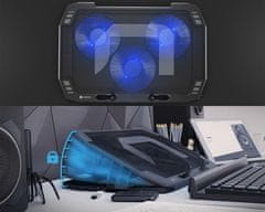 Natec ORIOLE hladilno stojalo za prenosnike, do 17.3", 7 naklonov, 3x120mm ventilator, LED osvetlitev, 2x USB-A