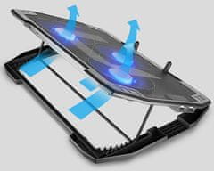 Natec ORIOLE hladilno stojalo za prenosnike, do 17.3", 7 naklonov, 3x120mm ventilator, LED osvetlitev, 2x USB-A