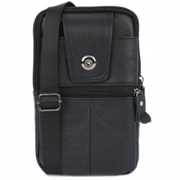 shumee Moška usnjena torba za telefon z naramnico, prostorna, črna