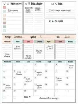 shumee Hladilni planer Magnetna tabla Veliki Mesečni tedenski planer XXL