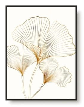 shumee Plakati Slike z zlatom Črn okvir za steno v dnevni sobi Listi 50x70