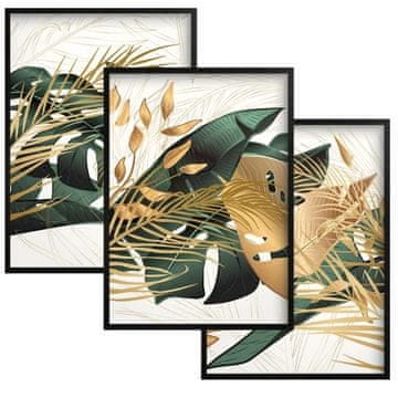 shumee Stenski plakati z zlatom v črnem okvirju za dnevno sobo in spalnico