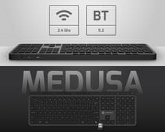 Natec MEDUSA brezžična tipkovnica, Bluetooth / USB 2.4GHz, tiha stikala, polnilna baterija, USB-C