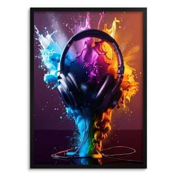shumee Slika Mladinski plakat v okvirju Slušalke Glasba za najstnike 50x70
