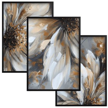 shumee Komplet pastelnih stenskih plakatov z zlatimi akvarelnimi rožami