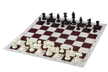 shumee Šahovski set v torbici - plastične figure DCP03G (kralj 96 mm) + zvita šahovnica s kvadratom 57 mm, rjava + torba