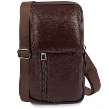 shumee Moška torba za čez ramo, denarnica za telefon, usnjena, velika prostornina, rjava