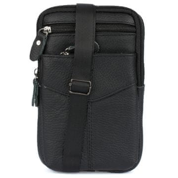 shumee Moška usnjena torba za telefon z naramnico, prostorna, črna