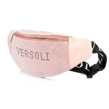 shumee Ženska torba, velika prostornina, s paščkom, kristali, roza