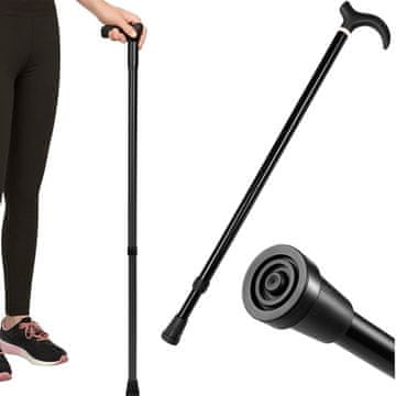 shumee Nastavljiva zložljiva aluminijasta palica za starejše, črna