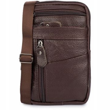shumee Moška torba za čez ramo, denarnica za telefon, usnjena, velika prostornina, rjava