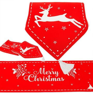 shumee Božični prt, prt za božično mizo, 34x205, božično rdeč z jeleni