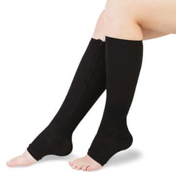 shumee Kompresijske dokolenke z zadrgo - črne